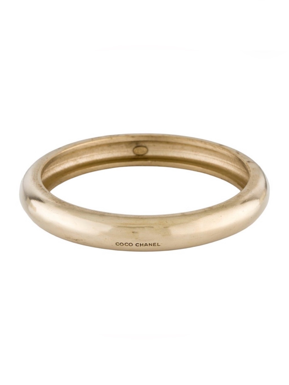 CHANEL Gold Hoop Bangle with COCO CHANEL Engraving